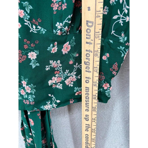 Reformation Shirt Sz 12 Raye Emilia Green Floral Long Sleeve Open Back Crop - Picture 4 of 14